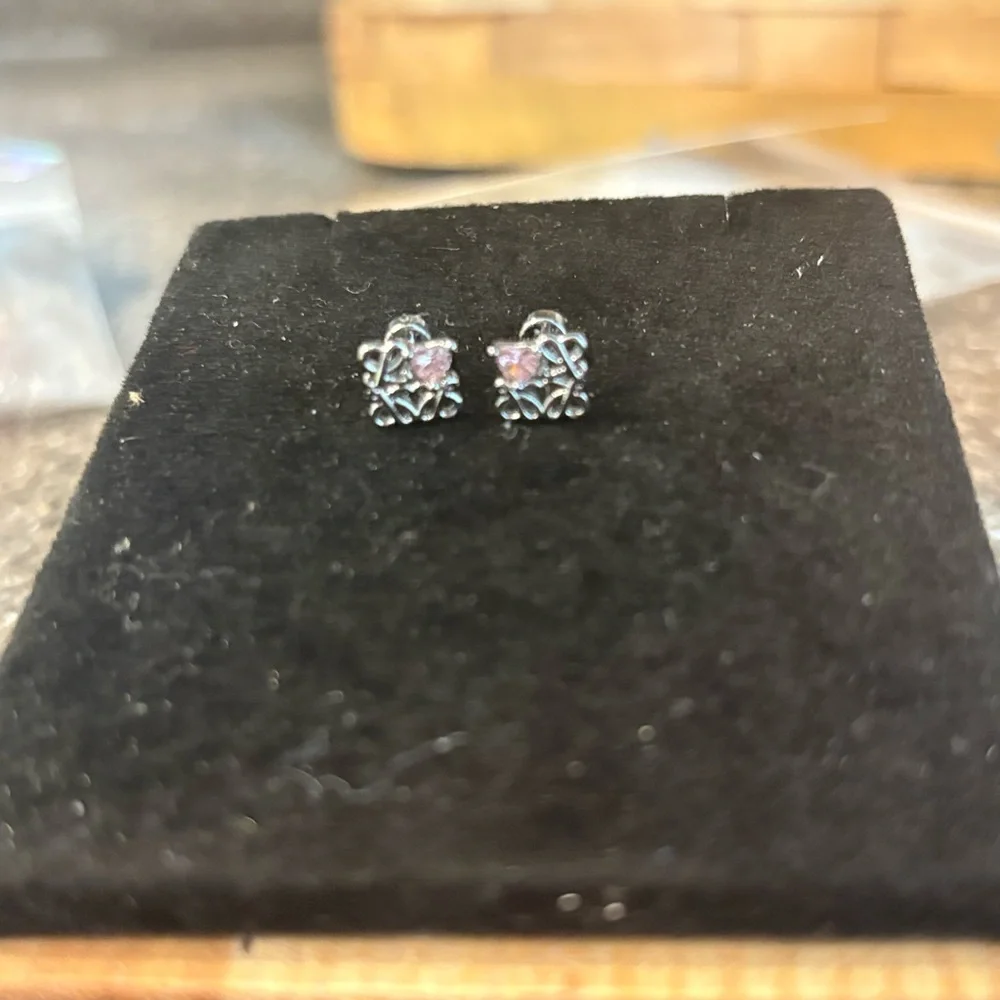 Loewe Silver and Pink Stud Earrings